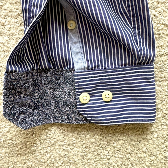 Banana Republic San Francisco New York Mens Shirt White/ Blue - Picture 7 of 8